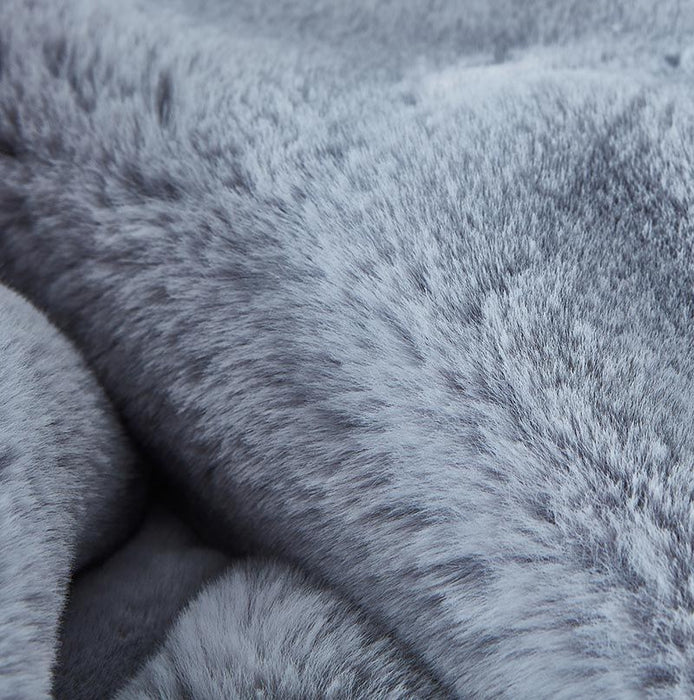Cassilda Luxury Chinchilla Faux Fur Throw Blanket (50" X 60") - Gray