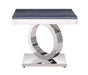 Zasir - End Table - Gray Printed Faux Marble & Mirrored Silver Finish Unique Piece Furniture