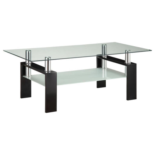 Dyer - Tempered Glass Coffee Table With Shelf - Black Unique Piece Furniture