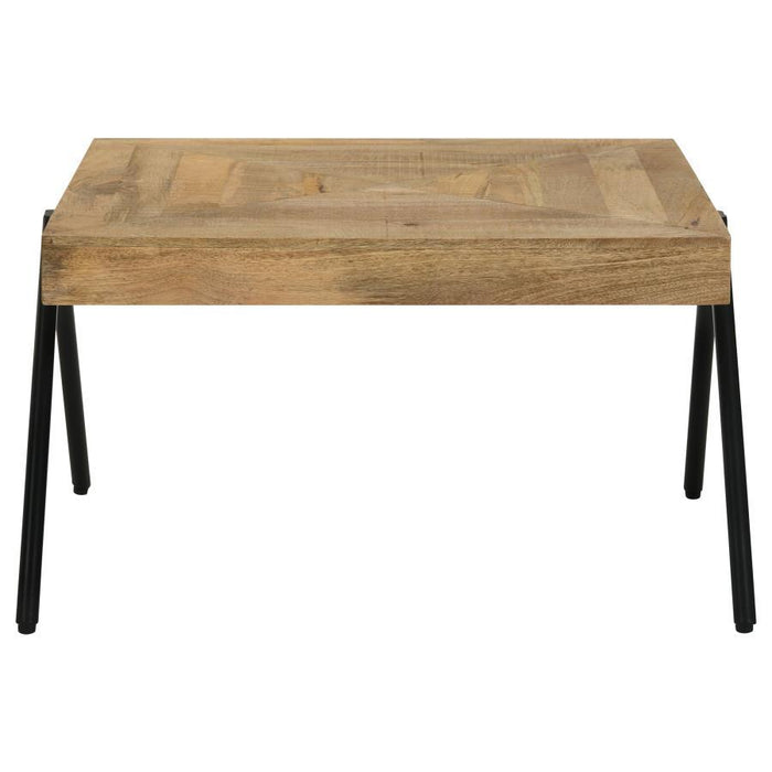 Avery - Rectangular Coffee Table With Metal Legs - Natural And Black Unique Piece Furniture