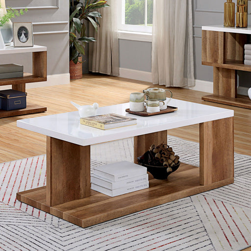 Majken - Coffee Table - White / Natural Tone Unique Piece Furniture
