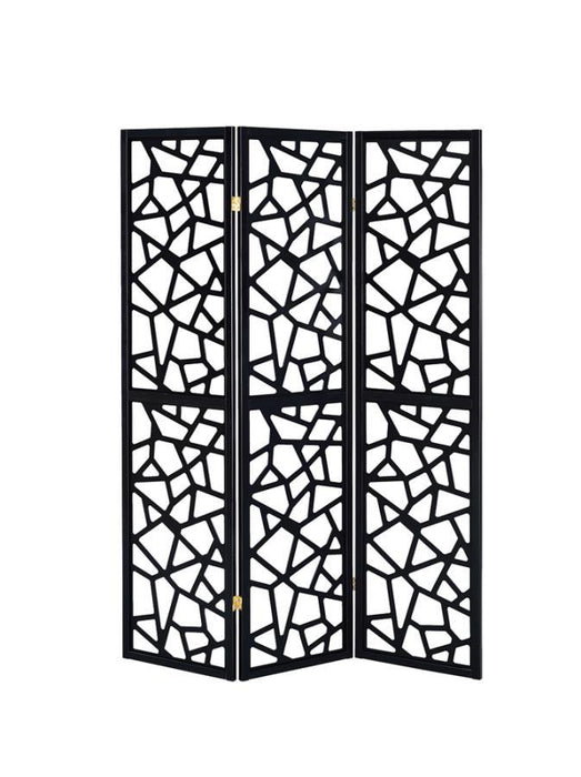 Nailan - 3-panel Open Mosaic Pattern Room Divider - Black Unique Piece Furniture