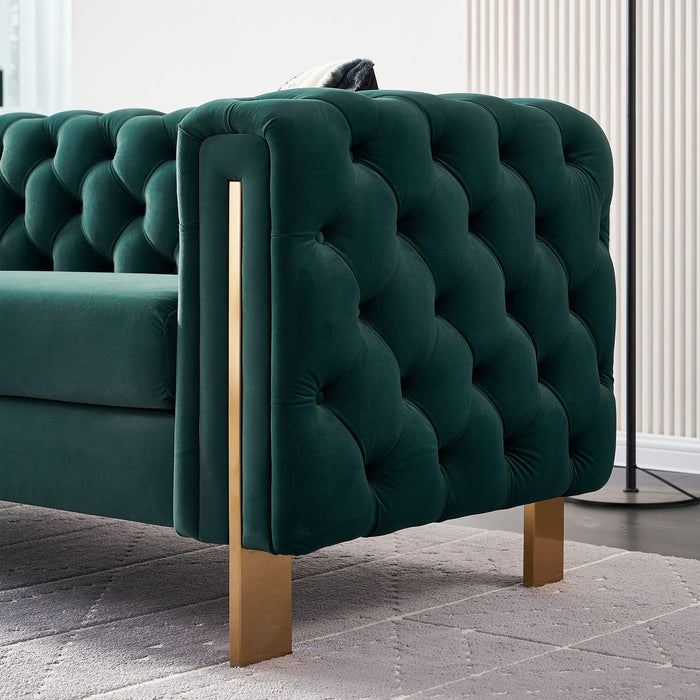 Modern Velvet Sofa Green Color - Velvet