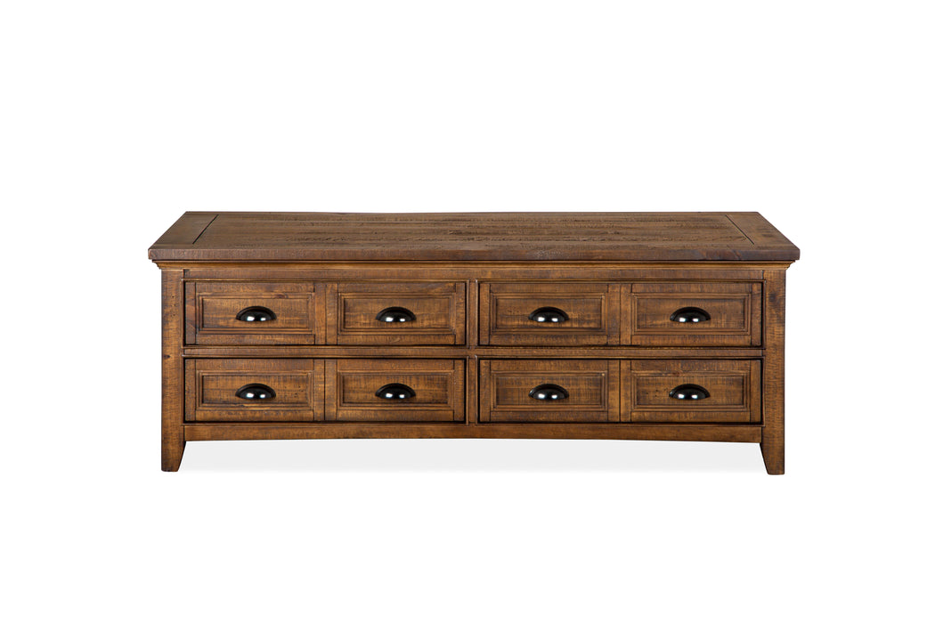 Bay Creek - Lift Top Storage Cocktail Table With Casters - Toasted Nutmeg Unique Piece Furniture