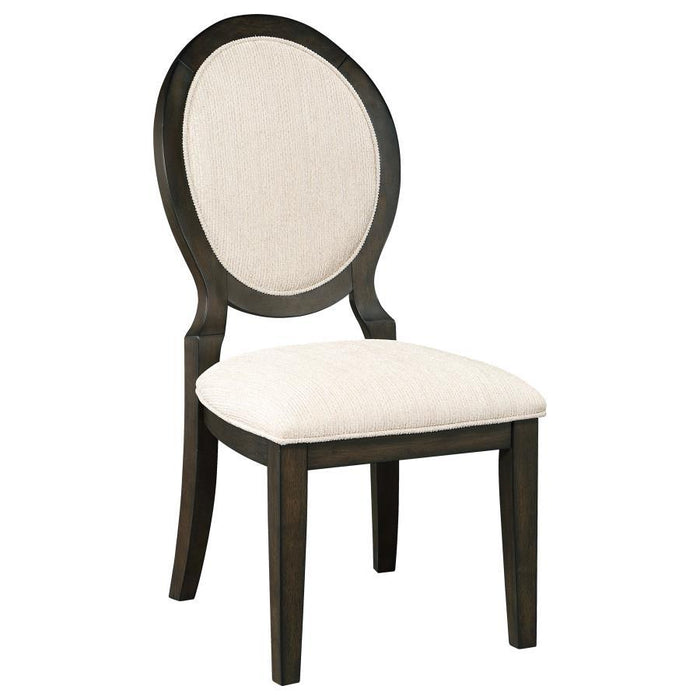 Twyla - Upholstered Oval Back Dining Side Chairs (Set of 2) - Cream And Dark Cocoa Unique Piece Furniture