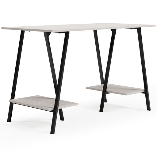 Bayflynn - White / Black - Home Office Desk - 2 Fixed Shelves Unique Piece Furniture