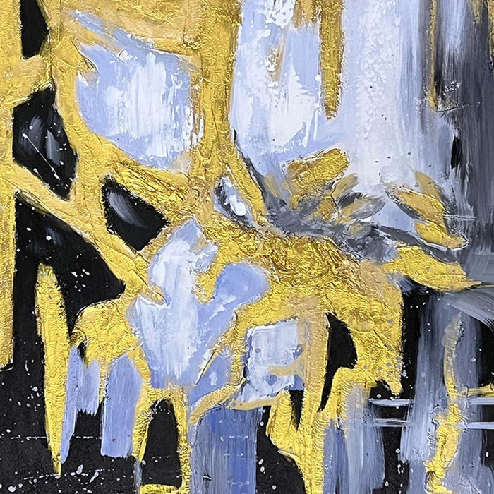 Home Hand Painted"Gilded Abstract Embrace" Oil Painting - Yellow / Black