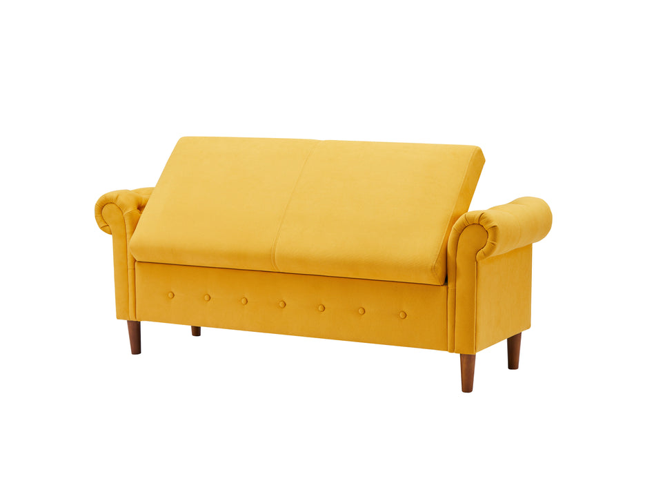 Yellow Multifunctional Storage Rectangular Sofa Stool - Yellow
