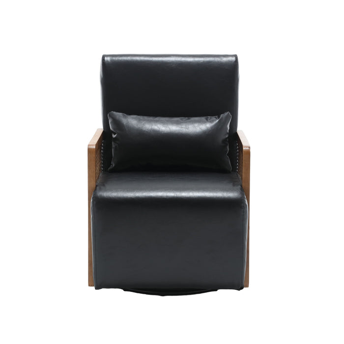 Coolmore Modern Comfortable Upholstered Accent Chair / PU Leather Chair For Living Room, Bedroom - Black
