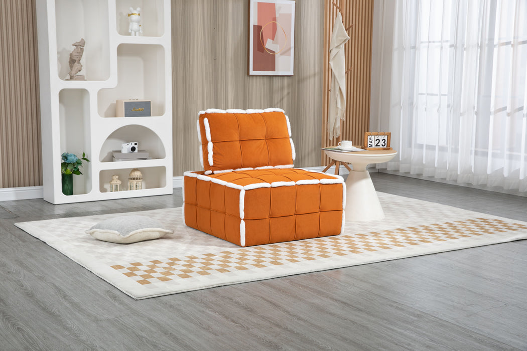 Coolmore Upholstered Deep Seat Armless Accent Single Lazy Sofa Lounge Arm Chair, Comfy Oversized Leisure Barrel Chairs For Living Room / Office / Meetingroom / Aparment / Bedroom Furniture Set - Orange