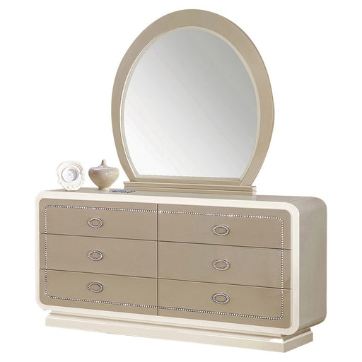 Allendale - Mirror - Ivory & Latte High Gloss Unique Piece Furniture