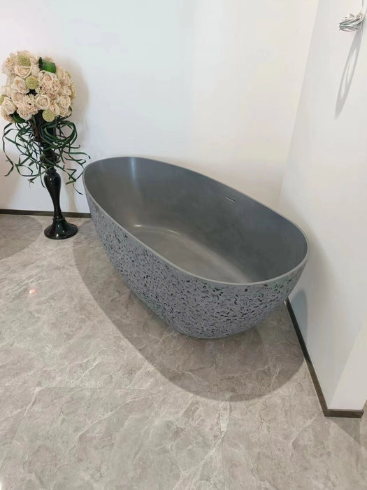 67 Inch Concrete Gray Solid Surface Bathtub For Bathroom