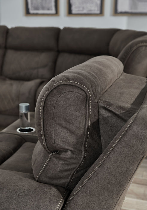 Hoopster - Gunmetal - Zero Wall Power Recliner With Console 6 Pc Sectional Unique Piece Furniture