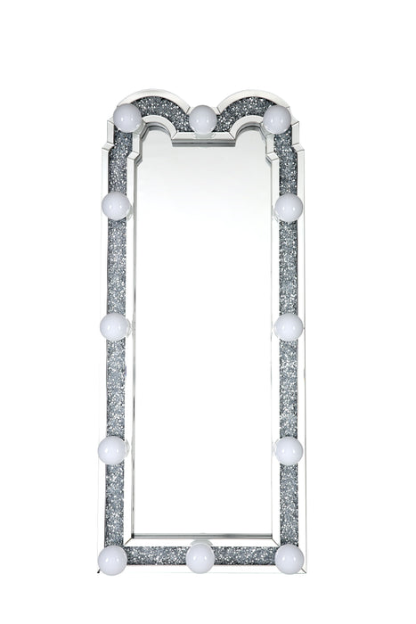Acme Noralie Accent Floor Mirror - Mirrored & Faux Diamonds