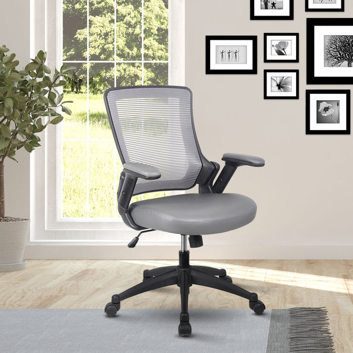 Techni Mobili Mid Back Mesh Task Office Chair With Height Adjustable Arms, Gray