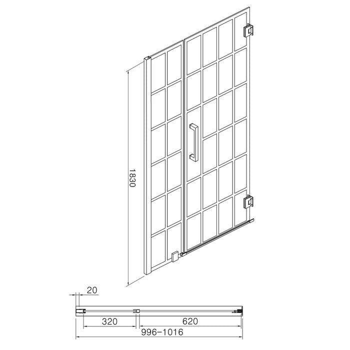 Shower Door 34" X 72" Single Panel Frameless Fixed Shower Door, Open Entry Design In Matte Black
