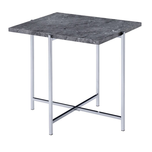 Adelae - End Table - Faux Marble & Chrome Unique Piece Furniture