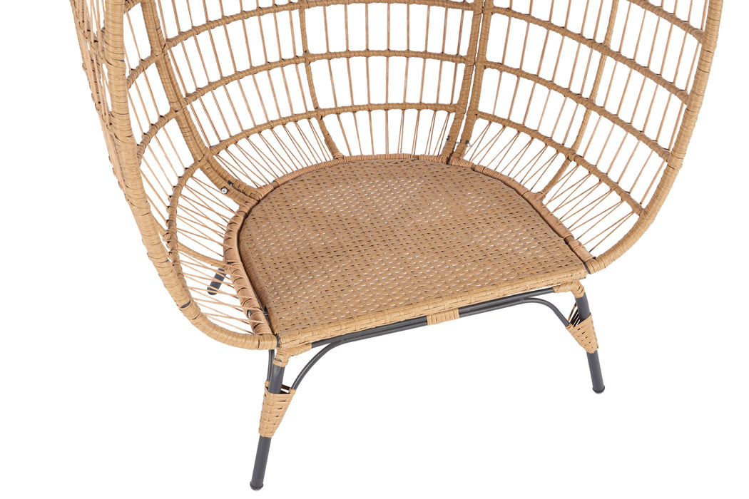 Wicker Egg Chair, Oversized Indoor Outdoor Lounger For Patio, Backyard, 5 Cushions, Steel Frame - Dark Grey