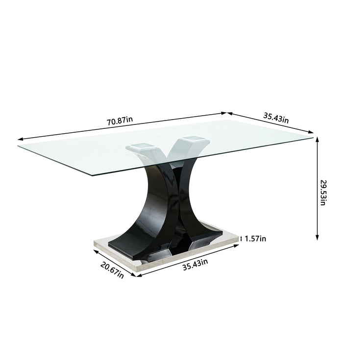 Modern Style Glass Table, Elegant Transparent Design, Durable Support Base, Solid, Selected Materials Made Of Furniture Display Fashion, Suitable For The Living Room - Black