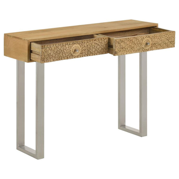 Draco - Console Table With Hand Carved Drawers - Natural Unique Piece Furniture