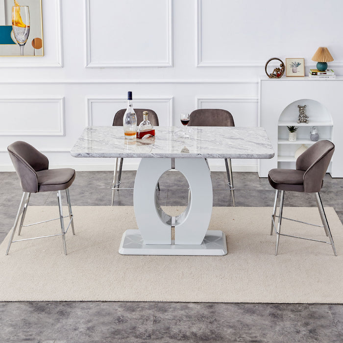 Modern Simple And Luxurious Grey Imitation Marble Grain Dining Table Rectangular Office Table, Computer Table
