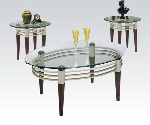 Marseille - Coffee Table - Cherry, Silver & Clear Glass Unique Piece Furniture