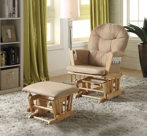 Rehan - Accent Chair - Taupe Microfiber & Natural Oak Unique Piece Furniture
