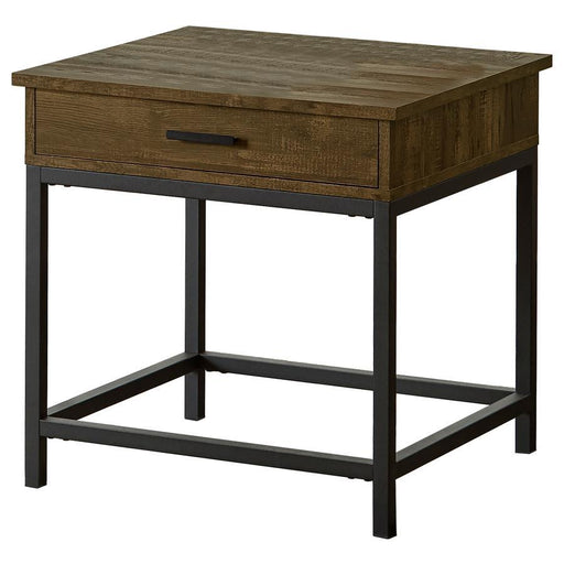 Byers - Square 1-Drawer End Table - Brown Oak And Sandy Black Unique Piece Furniture