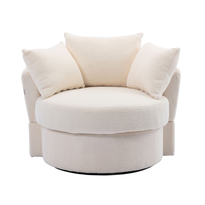 Modern Akili Swivel Accent Chair Barrel Chair For Hotel / Modern Leisure Chair - Ivory