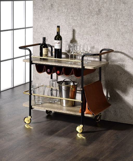 Naude - Serving Cart - Natural, Gold & Black Finish Unique Piece Furniture