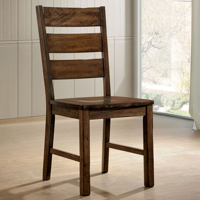 (Set of 2) Wooden Side Chairs In Walnut Finish