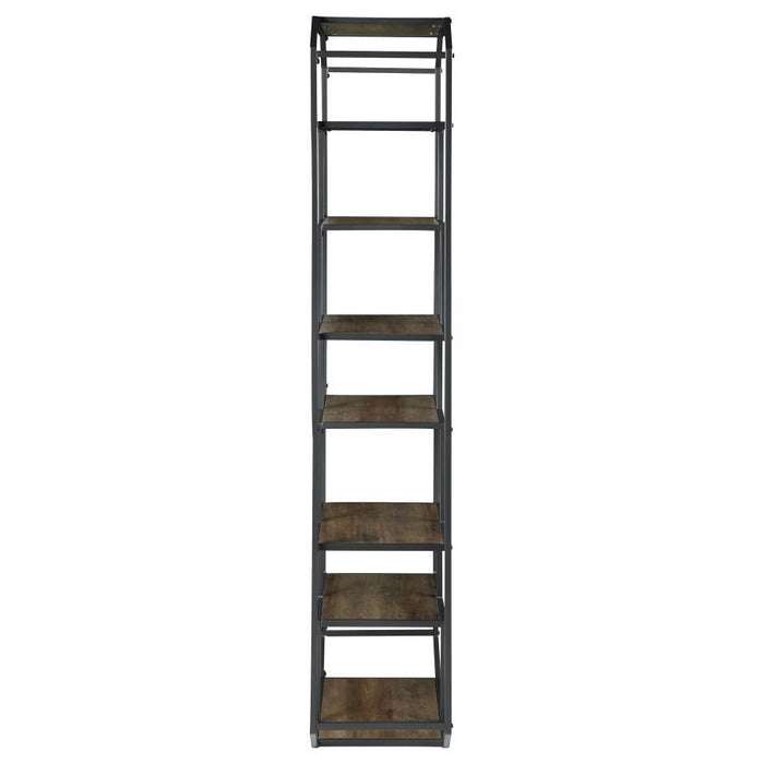 Leland - 6-Shelf Bookcase - Rustic Brown And Dark Gray Unique Piece Furniture