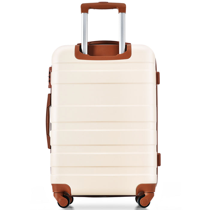 Luggage Sets New Model Expandable Abs Hardshell 3 Pieces Clearance Luggage Hardside Lightweight Durable Suitcase Sets Spinner Wheels Suitcase With Tsa Lock 20''24''28'' (Ivory And Brown)