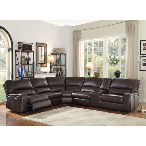Saul - Sectional Sofa - Espresso Leather-Aire Unique Piece Furniture