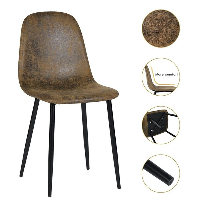 (Set of 4) Scandinavian Velvet Chairs -Suede Brown