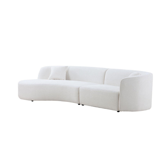 Luxury Modern Style Living Room Upholstery Curved Sofa With Chaise 2 - Piece Set, Left Hand Facing Sectional, Boucle Couch, White