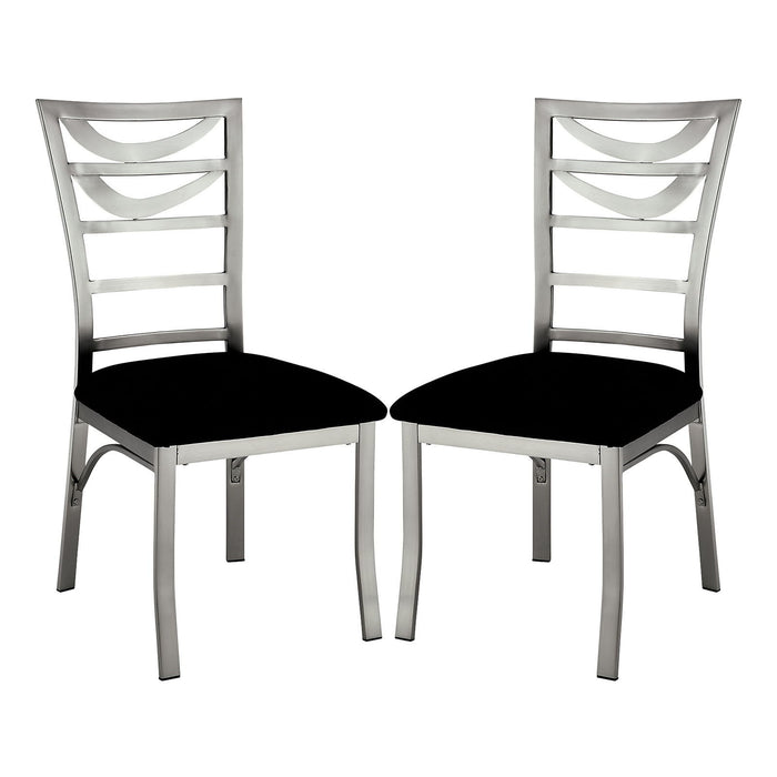 (Set of 2) Black Microfiber And Metal Side Chairs In Silver