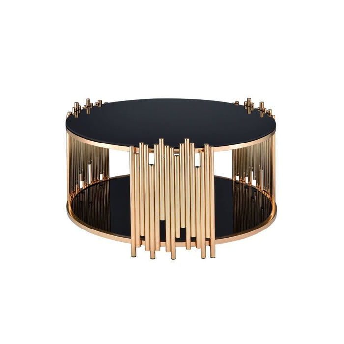Tanquin - Coffee Table - Gold & Black Glass Unique Piece Furniture