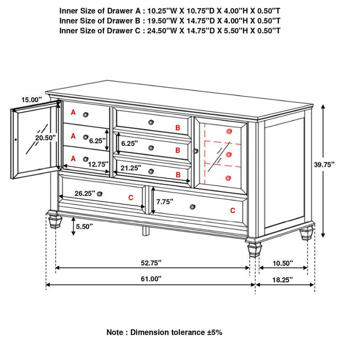 Sandy Beach - 11-drawer Rectangular Dresser Unique Piece Furniture