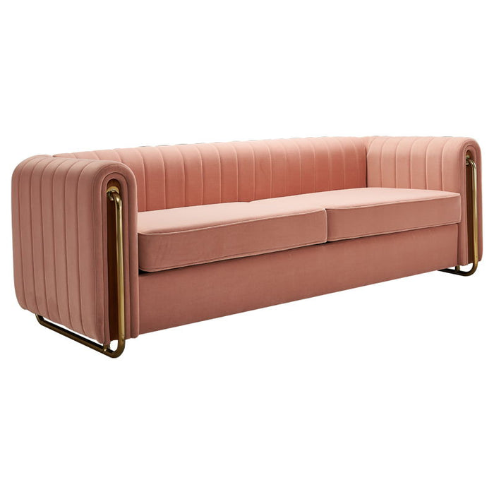 Modern Velvet Sofa Blush Pink Color - Pink