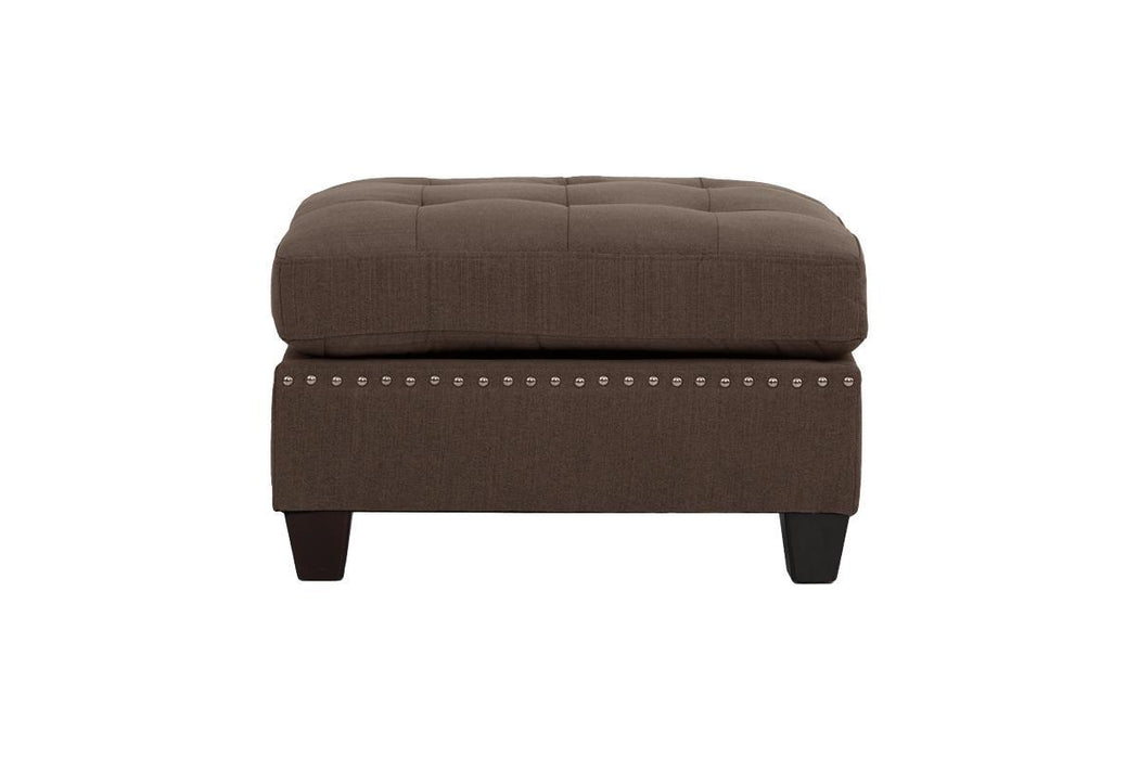 Modular Sectional 6 Piece Set Living Room Furniture L-Sectional Black Coffee Linen Like Fabric Tufted Nailheads 2 Corner Wedge 2 Armless Chairs And 2 Ottomans