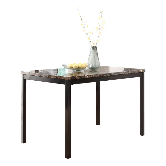 Simple Style Dining Table 1 Piece Brown Faux Marble Table Top Black Metal Finish Frame Transitional Dining Furniture