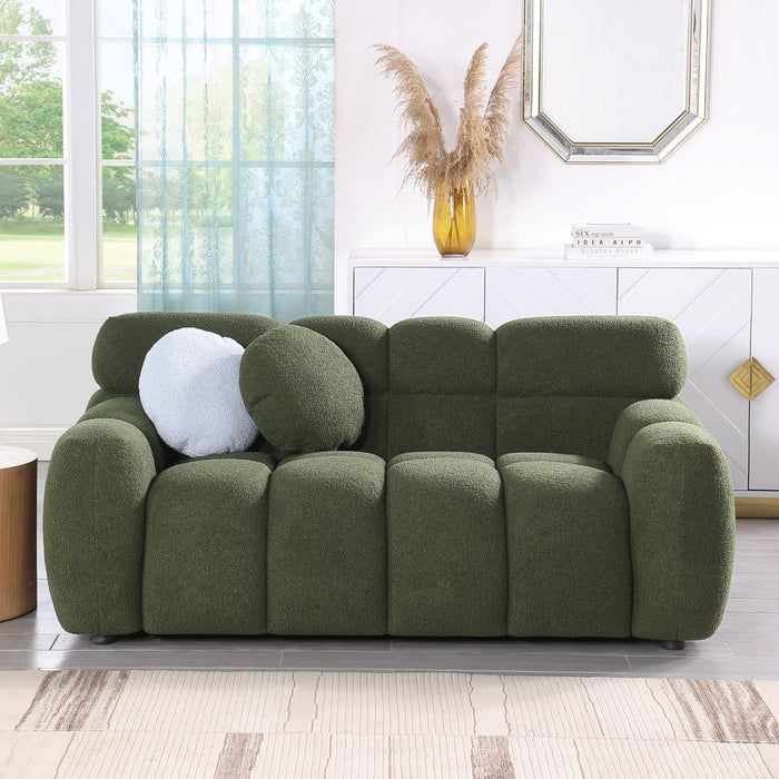 Human Body Structure For USA People, Marshmallow Sofa, Boucle Sofa, 2 Seater, Olive Green Boucle