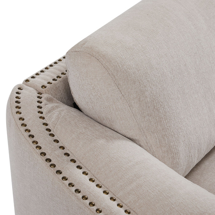 U_Style Stylish Sofa With Semilunar Arm, Rivet Detailing, And Solid Frame For Living Room