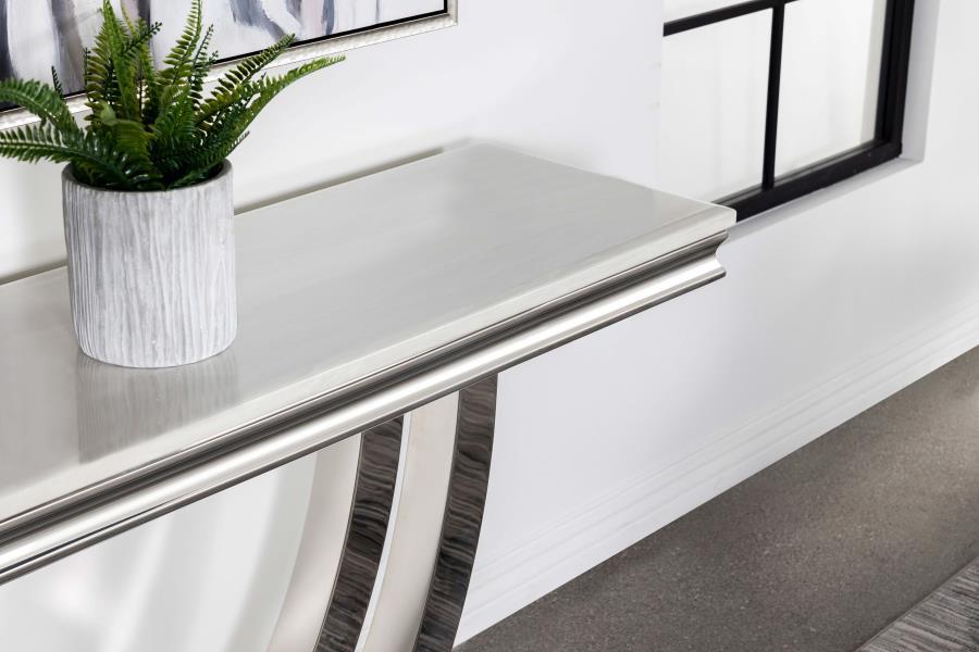 Kerwin - U-Base Rectangle Sofa Table - White And Chrome Unique Piece Furniture