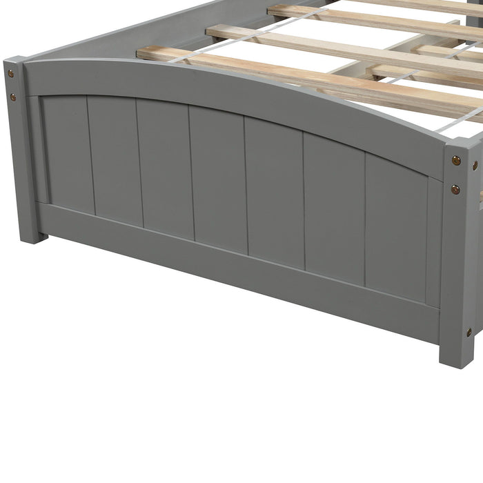 Twin Size Platform Bed With Trundle - Gray