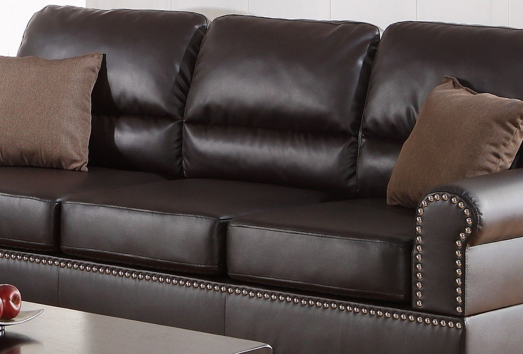 Espresso Faux Leather 2 Pieces Sofa Set Sofa And Loveseat Elegant Plush Contemporary Couch Living Room Furniture