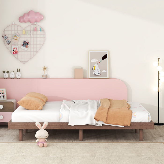 Modern Design Full Floating Platform Bed Frame For Walnut Color