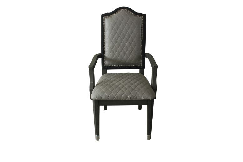 House Beatrice - Arm Chair Set of 2) - Two Tone Gray Fabric & Charcoal