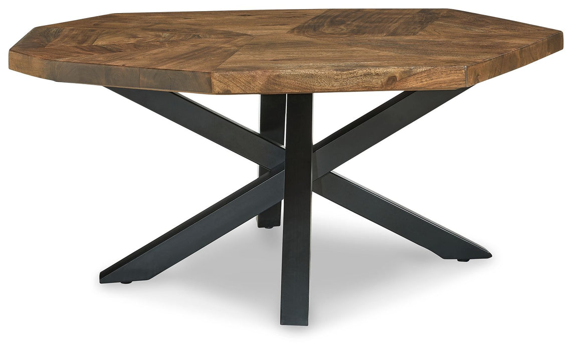 Haileeton - Brown / Black - Oval Cocktail Table Unique Piece Furniture